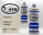 Preview: Porsche, Platinum Metallic, 554 / T1 555 / T1: 400ml Sprühdose + 400ml Klarlack - Set, von ATW Autoteile West.